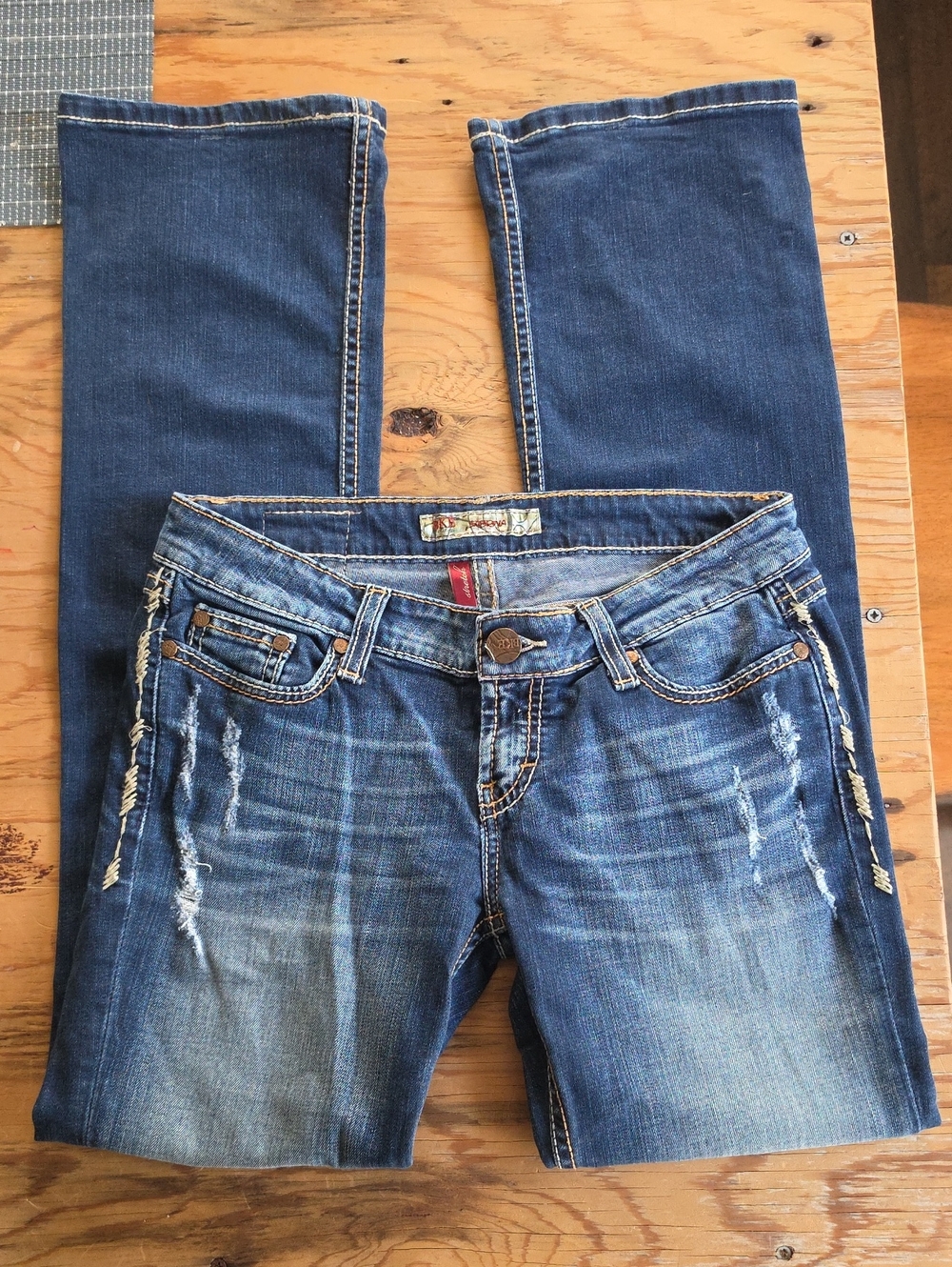 Women's Distressed Dark Blue Denim Jeans